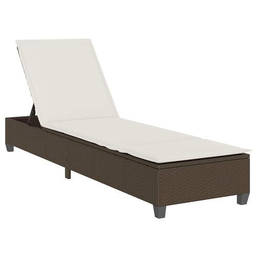 Liggestol med hynder 55x200x25,5 cm polyrattan brun