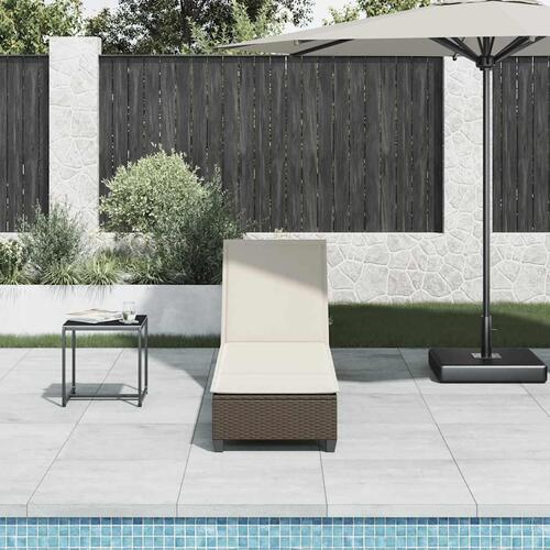 Liggestol med hynder 55x200x25,5 cm polyrattan brun