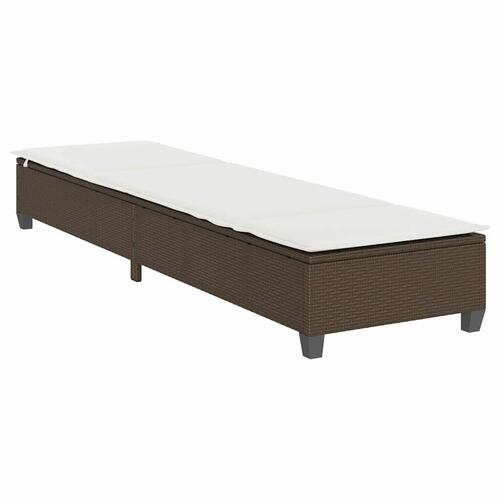 Liggestol med hynder 55x200x25,5 cm polyrattan brun
