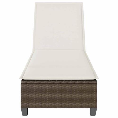 Liggestol med hynder 55x200x25,5 cm polyrattan brun