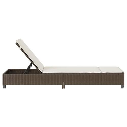 Liggestol med hynder 55x200x25,5 cm polyrattan brun