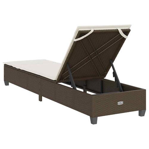 Liggestol med hynder 55x200x25,5 cm polyrattan brun