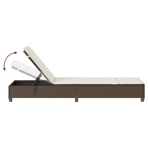 Liggestol med hynder 55x200x25,5 cm polyrattan brun