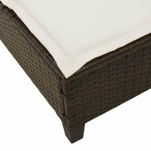 Liggestol med hynder 55x200x25,5 cm polyrattan brun