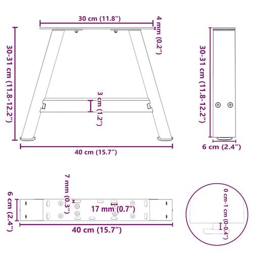 Sofabordben A-formet 2 stk 40x(30-31) cm stål