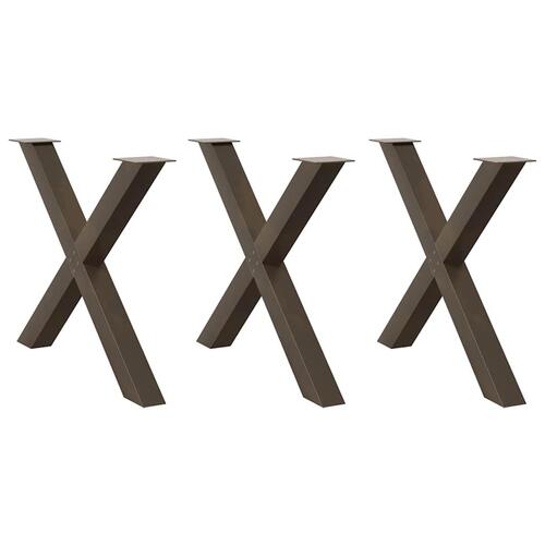Spisebordsben X-formet 3 stk. naturstål 90x(72-73) cm stål