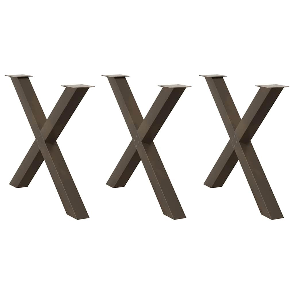 Spisebordsben X-formet 3 stk. naturstål 90x(72-73) cm stål