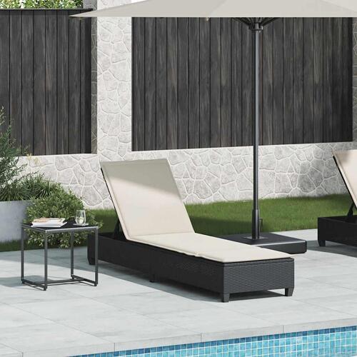 Liggestol med hynder 55x200x25,5 cm polyrattan sort