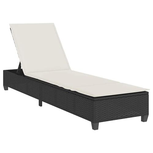 Liggestol med hynder 55x200x25,5 cm polyrattan sort