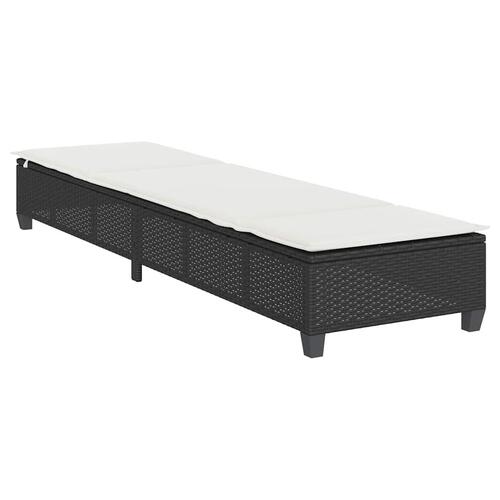 Liggestol med hynder 55x200x25,5 cm polyrattan sort