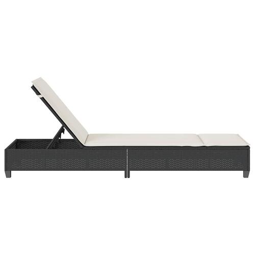 Liggestol med hynder 55x200x25,5 cm polyrattan sort