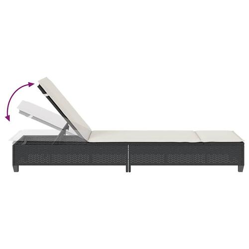 Liggestol med hynder 55x200x25,5 cm polyrattan sort