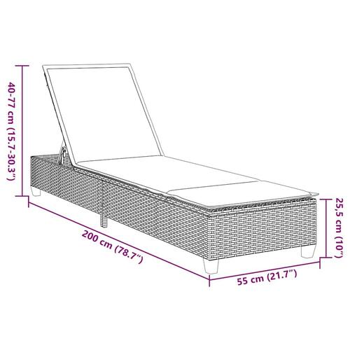 Liggestol med hynder 55x200x25,5 cm polyrattan sort