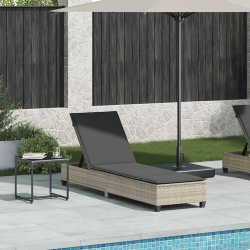 Liggestol med hynder 55x200x25,5 cm polyrattan lysegrå