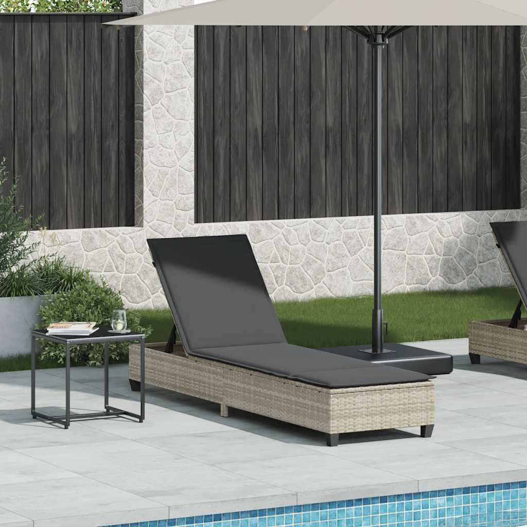 Liggestol med hynder 55x200x25,5 cm polyrattan lysegrå