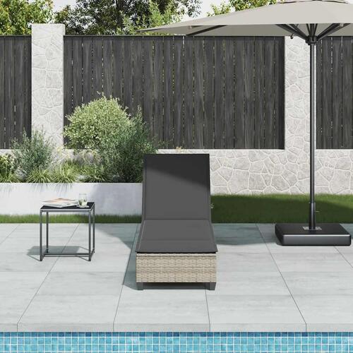 Liggestol med hynder 55x200x25,5 cm polyrattan lysegrå