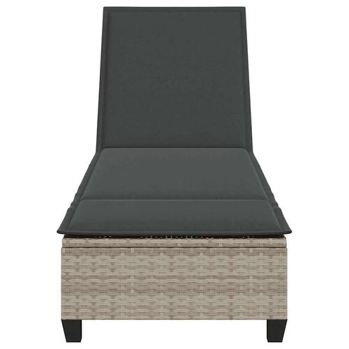 Liggestol med hynder 55x200x25,5 cm polyrattan lysegrå