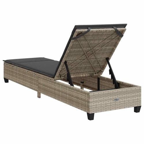 Liggestol med hynder 55x200x25,5 cm polyrattan lysegrå