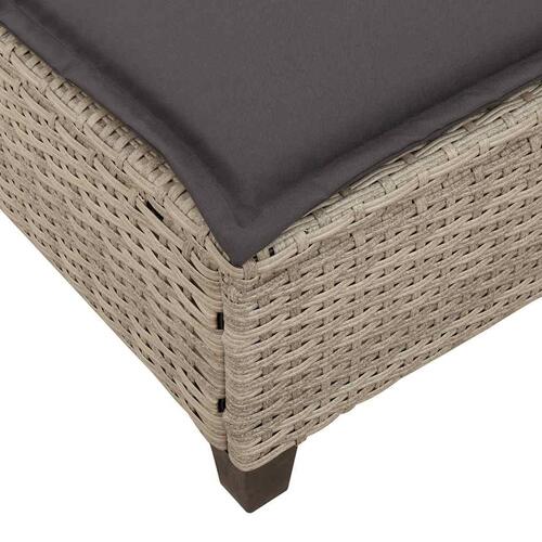 Liggestol med hynder 55x200x25,5 cm polyrattan lysegrå