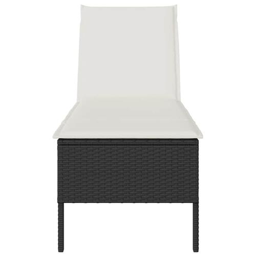 Liggestol med hynde 55x200x44 cm polyrattan sort
