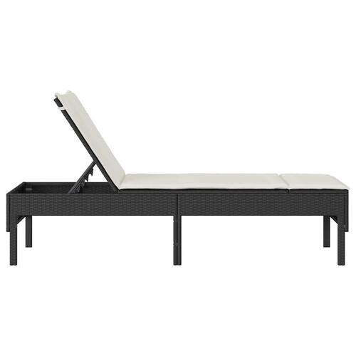 Liggestol med hynde 55x200x44 cm polyrattan sort