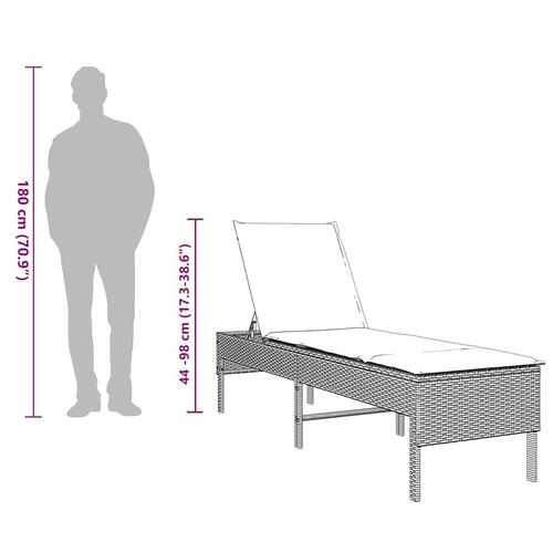 Liggestol med hynde 55x200x44 cm polyrattan sort