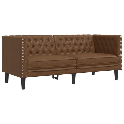 3-personers Chesterfield-sofasæt imiteret ruskind brun