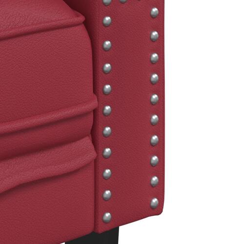 2-personers Chesterfield-sofastol kunstlæder vinrød