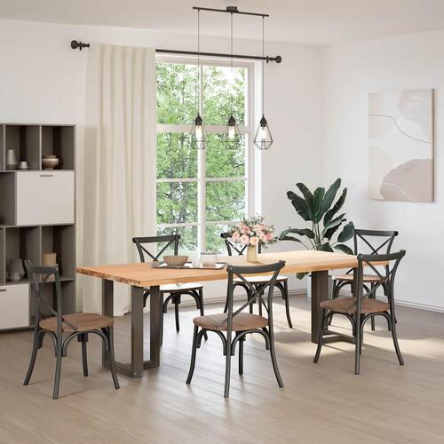 Spisebordsben T-formet 2 stk. naturstål 60x35x(72-73) cm stål