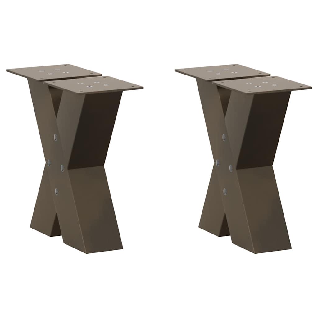 Sofabordben X-formet 2 stk. naturstål 40x(30-31) cm stål