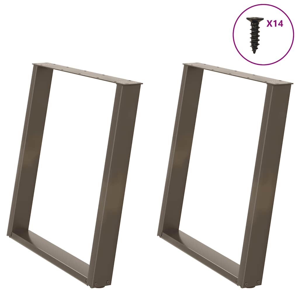 Spisebordsben U-formet 2 stk. naturstål 70x(72-73) cm stål