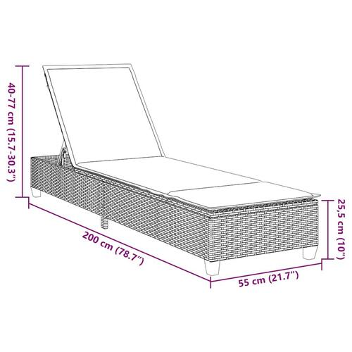Liggestol med hynder 55x200x25,5 cm polyrattan beige