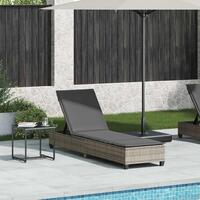 Liggestol med hynder 55x200x25,5 cm polyrattan grå