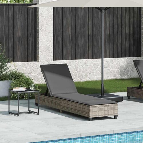 Liggestol med hynder 55x200x25,5 cm polyrattan grå