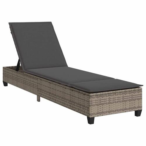 Liggestol med hynder 55x200x25,5 cm polyrattan grå