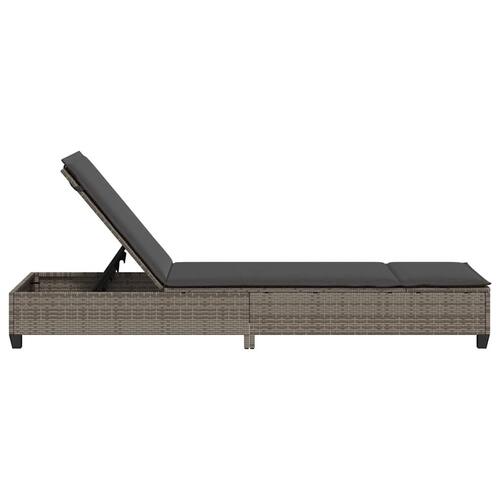 Liggestol med hynder 55x200x25,5 cm polyrattan grå
