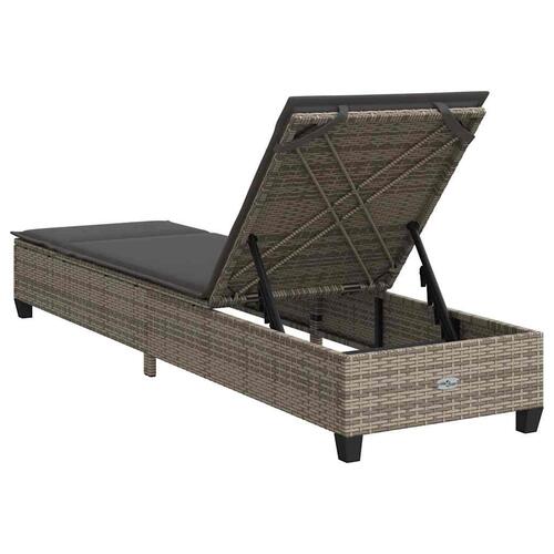 Liggestol med hynder 55x200x25,5 cm polyrattan grå
