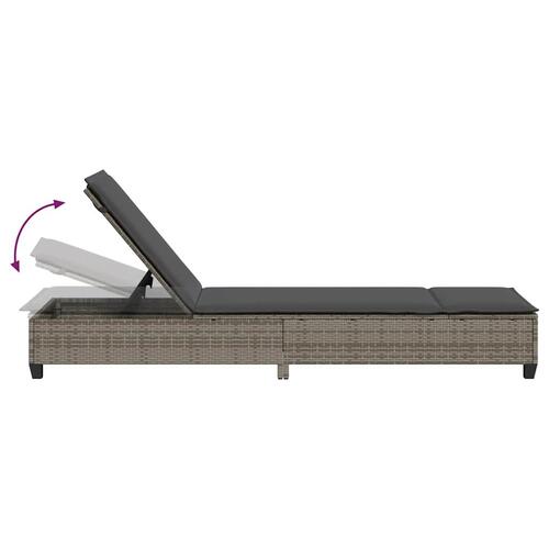 Liggestol med hynder 55x200x25,5 cm polyrattan grå