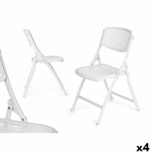 Polstrede Campingstol GiftDecor 12721 Hvid 59 x 50 x 82 cm 108 x 11,5 x 50 cm (4 enheder)