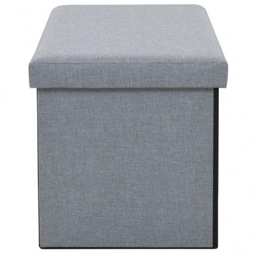 Foldbar opbevaringsbænk imiteret linned 76 x 38 x 38 cm lysegrå