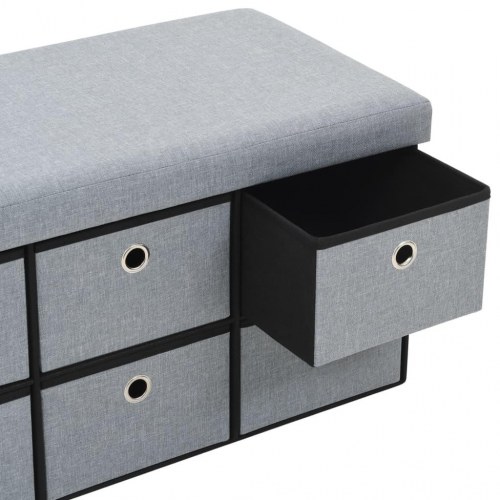 Foldbar opbevaringsbænk imiteret linned 76 x 38 x 38 cm lysegrå