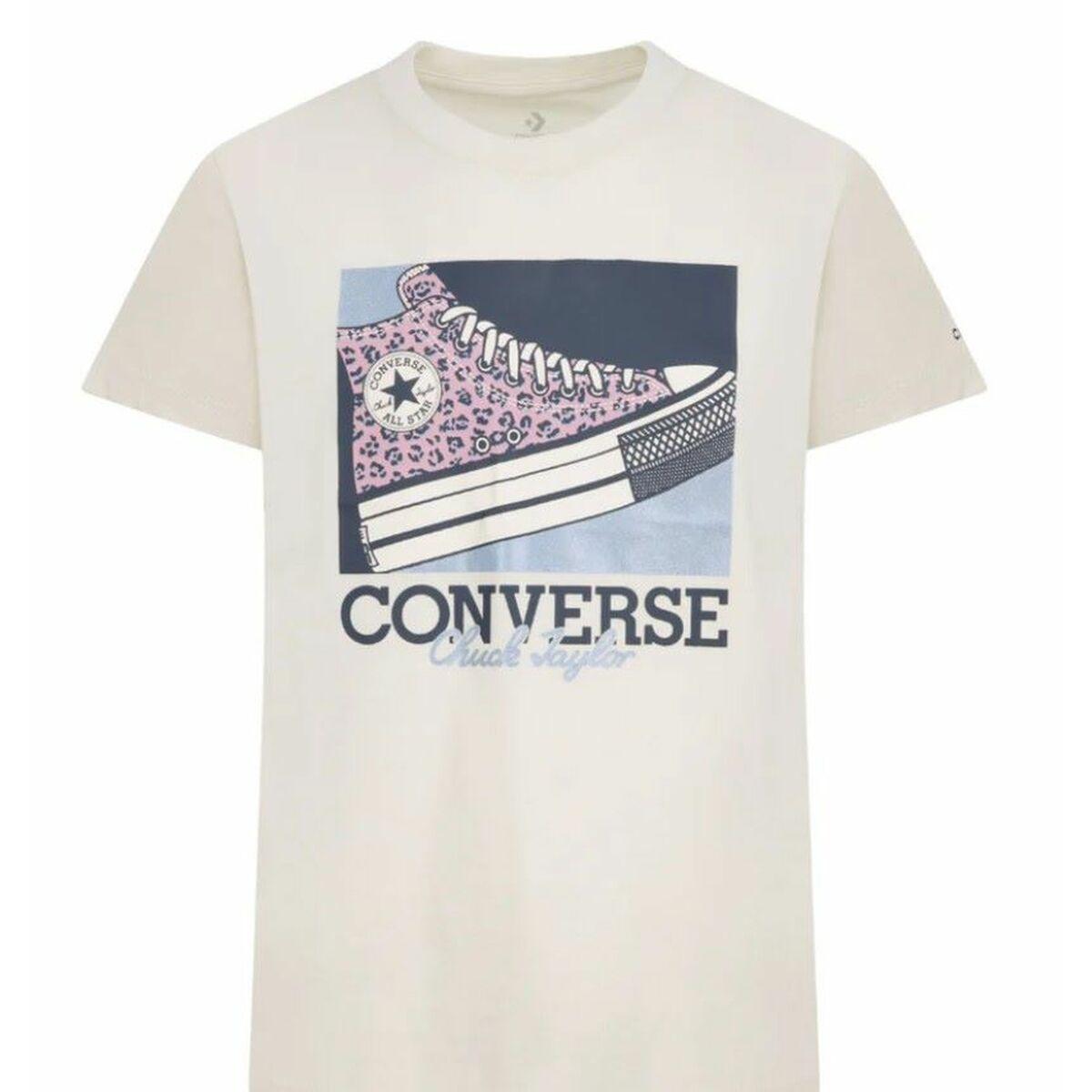 Converse børne T-shirt - CNVG Floral Leopard Sneaker, beige, 16 år