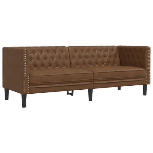 2-personers Chesterfield-sofasæt imiteret ruskind brun