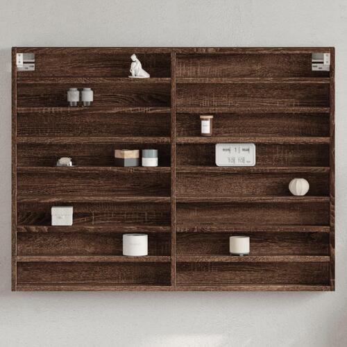 Vitrineskab 100x8,5x75 cm konstrueret træ brun egetræsfarve (OUTLET C)