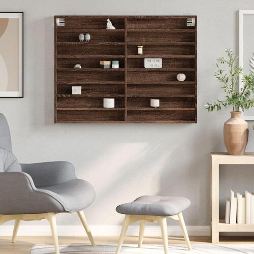 Vitrineskab 100x8,5x75 cm konstrueret træ brun egetræsfarve (OUTLET C)
