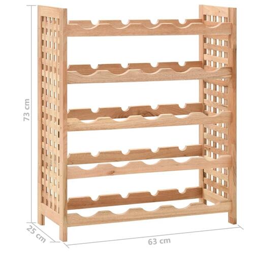 Vinreol til 25 flasker 63x25x73 cm massivt valnøddetræ