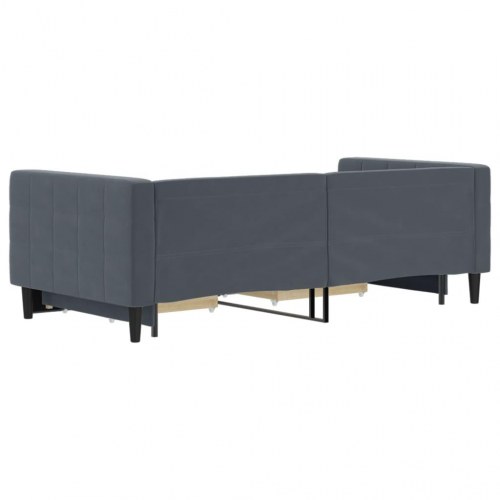 Daybed med udtræk og 2 skuffer 90 x 190 cm velour - mørkegrå