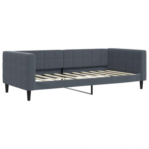 Daybed med udtræk og 2 skuffer 90 x 190 cm velour - mørkegrå
