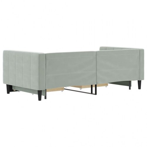 Daybed med udtræk og 2 skuffer 90 x 190 cm - lysegrå