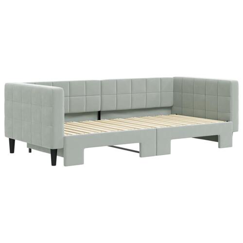 Daybed med udtræk 90x190 cm velour lysegrå
